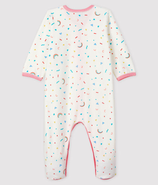 Tutina fantasia coriandoli bebè femmina in ciniglia bianco MARSHMALLOW/bianco MULTICO