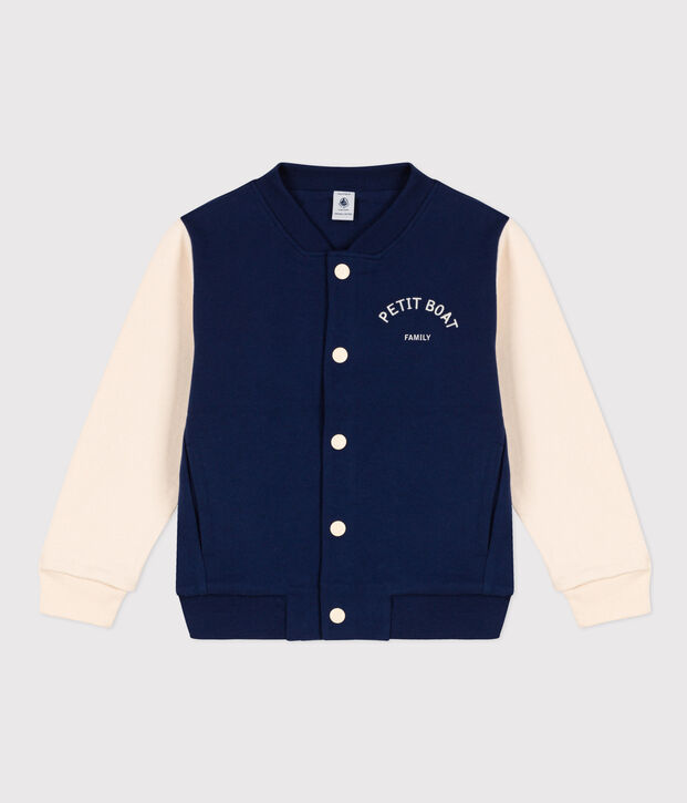 Teddy bambina / bambino in molleton blu/ecru