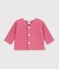 Cardigan in maglia di cotone a punto legaccio tinta unita neonato rosa