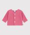 Cardigan in maglia di cotone a punto legaccio tinta unita neonato rosa