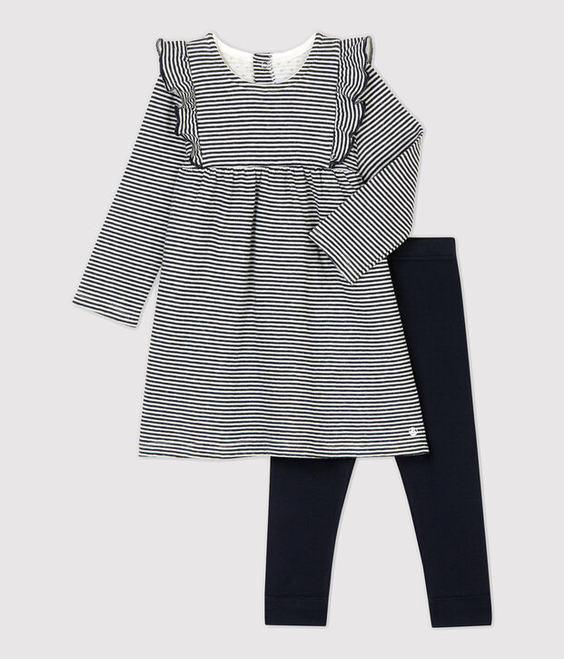 Completo due pezzi beb&egrave;. blu/bianco