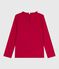 T-shirt a maniche lunghe in cotone tinta unita bambina rosso TERKUIT