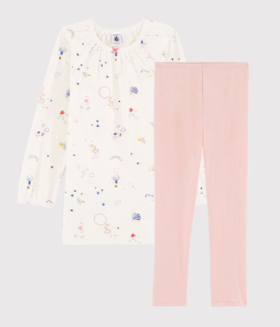Camicia da notte fantasia fatata bambina in ciniglia con leggings bianco MARSHMALLOW/bianco MULTICO