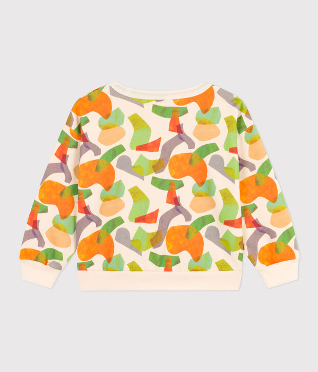 Felpa in molleton stampato bambino ecru/multicolore