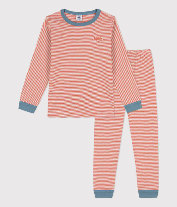 Pigiama millerighe unisex in cotone rosa/bianco