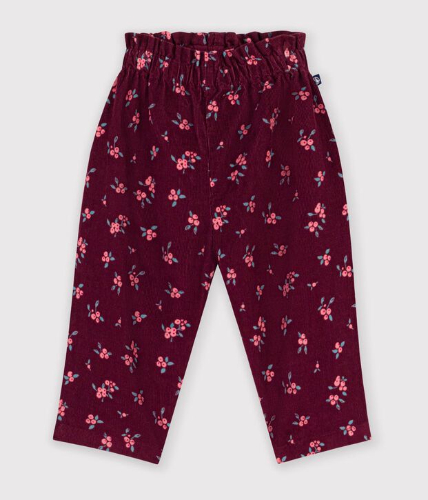 Pantaloni in velluto con stampa a fiori neonato rosso/multicolore