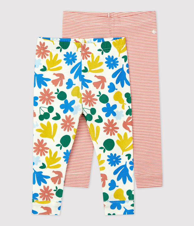 Confezione da 2 leggins fantasia in cotone beb&egrave; multicolore