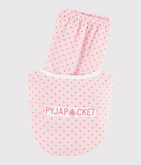Pigiama corto cavallucci marini bambina in cotone bianco MARSHMALLOW/rosa GRETEL