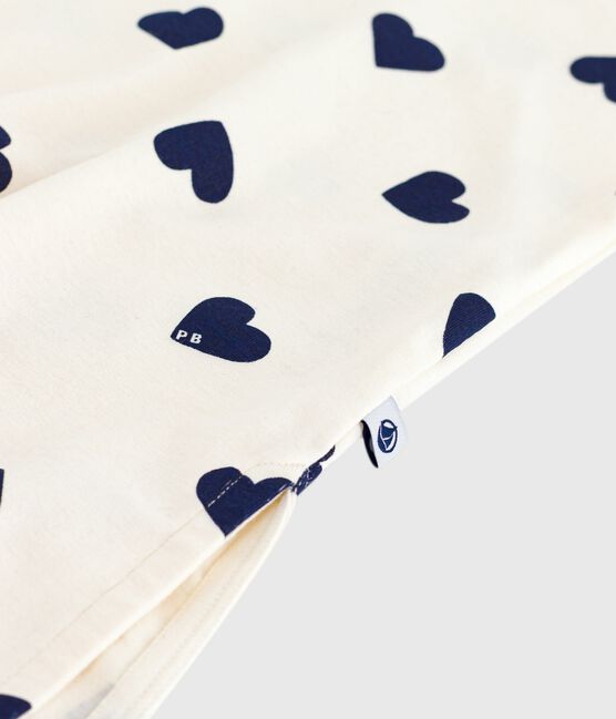 Camicia da notte in cotone con cuori stampati donna blu MILK/ SOIR