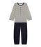 Pigiama per bambina in ciniglia beige COQUILLE/blu SMOKING