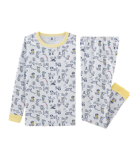 Pigiama bambino a costine modello molto aderente grigio POUSSIERE/bianco MULTICO