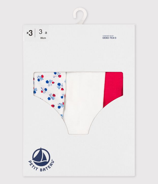 Confezione da 3 slip alti bambina in cotone multicolore