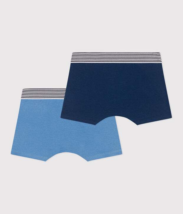 Confezione da 2 boxer in cotone ed elastan tinta unita bambino multicolore