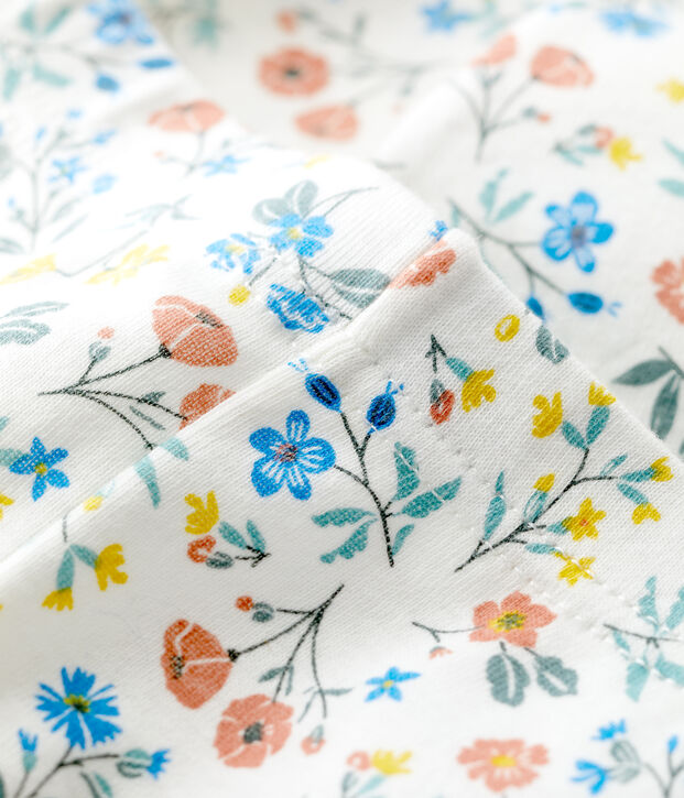 Leggins  beb&egrave; a fiori in cotone bianco/multicolore