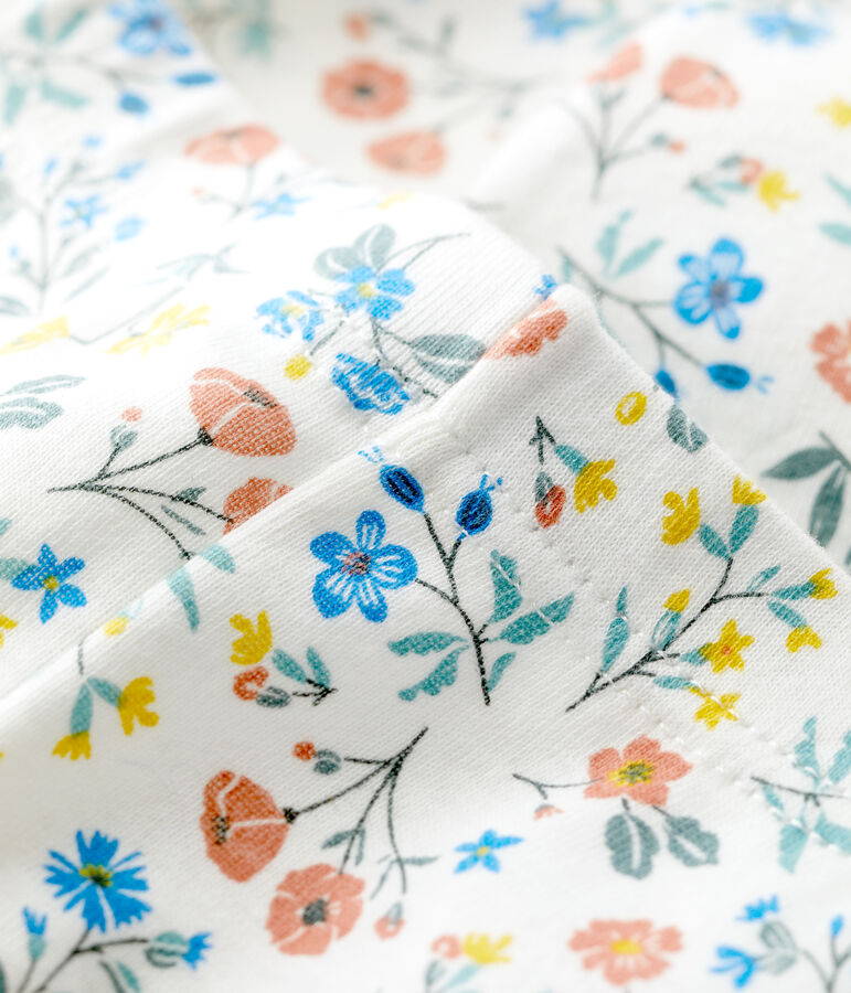 Leggins  beb&egrave; a fiori in cotone bianco/multicolore