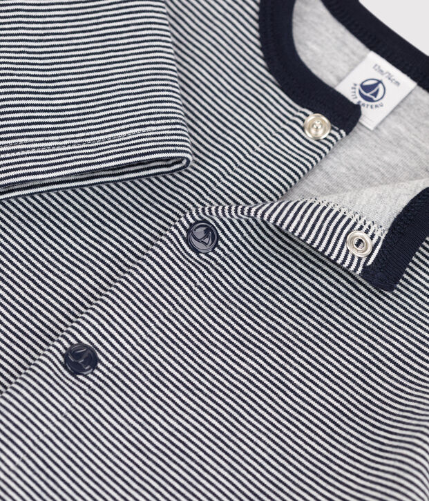 Cardigan per beb&egrave; millerighe in jersey spesso blu/bianco