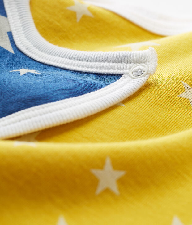 Tutina corta beb&egrave; bambino a costine giallo/bianco