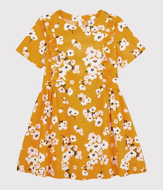 Abito manica corta bambina giallo/multicolore
