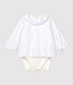 Bbody a maniche lunghe e colletto bebè femmina in twill di cotone biologico