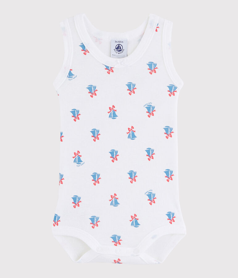 Body senza maniche beb&egrave; femmina bianco/multicolore