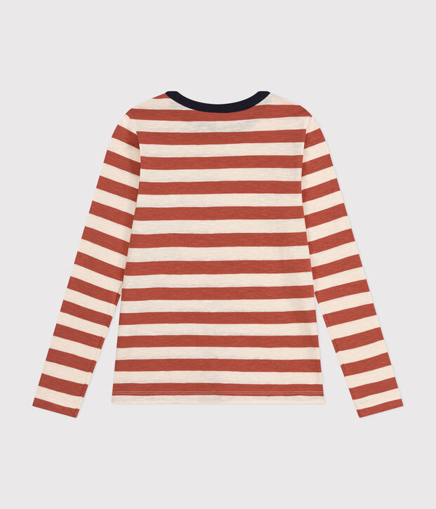T-shirt LE DROIT girocollo in cotone Donna marrone/ecru