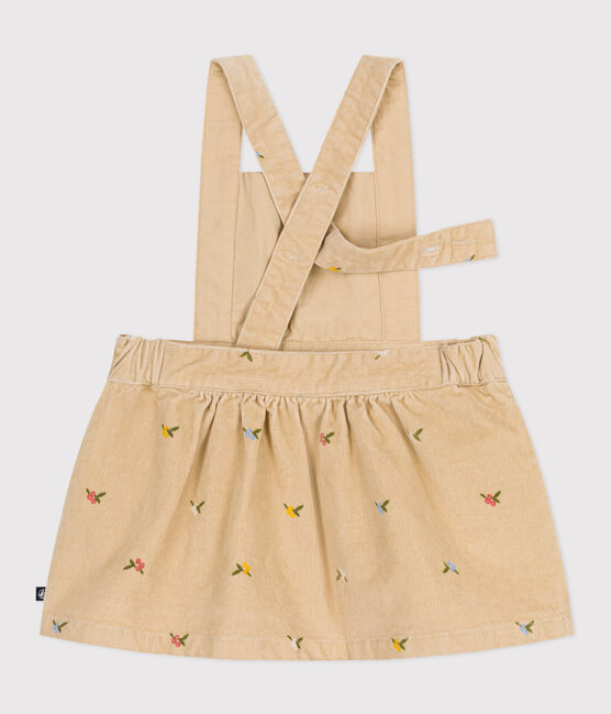 Abito in velluto a costine con fiori ricamati neonata beige CAJOU/ MULTICO