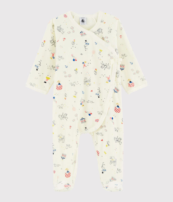 Tutina fantasia bebè femmina in ciniglia bianco MARSHMALLOW/bianco MULTICO