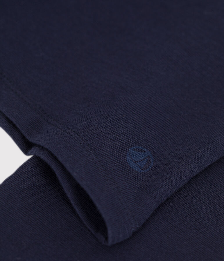 T-shirt Regular a maniche lunghe con scollo rotondo in jersey flamm&eacute; donna blu