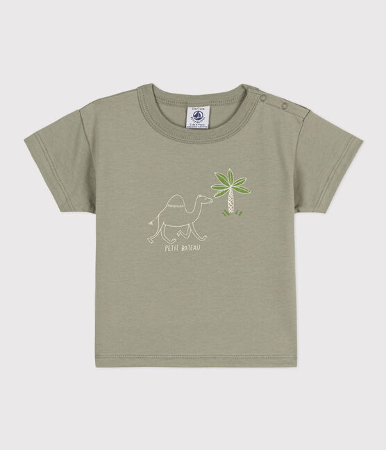 T-shirt bebè a maniche corte in jersey con motivo verde MARECAGE