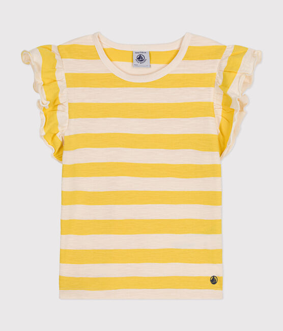 T-shirt bambina a righe in jersey fiammato giallo NECTAR/ AVALANCHE