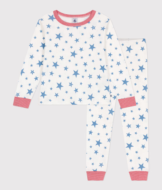 Pigiama in cotone con stelle stampate bambino bianco MARSHMALLOW/blu ALASKA