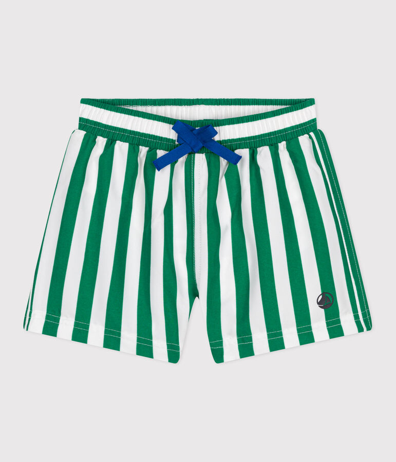 Shorts da bagno con stampa a righe neonato bianco/verde
