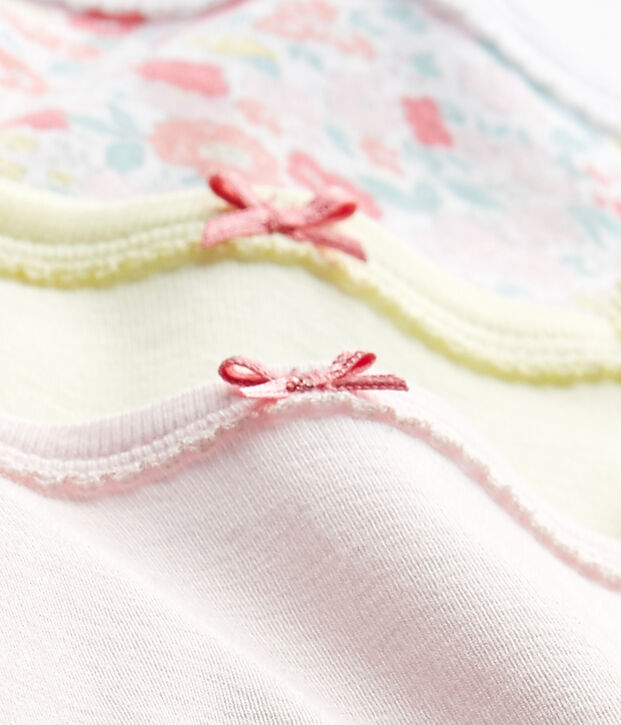 Lotto di 3 bodies per beb&eacute; femmina con spalline bianco