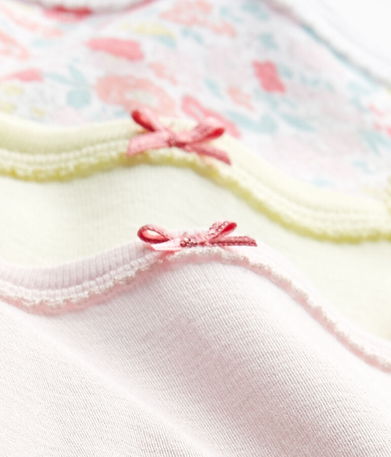 Lotto di 3 bodies per beb&eacute; femmina con spalline bianco