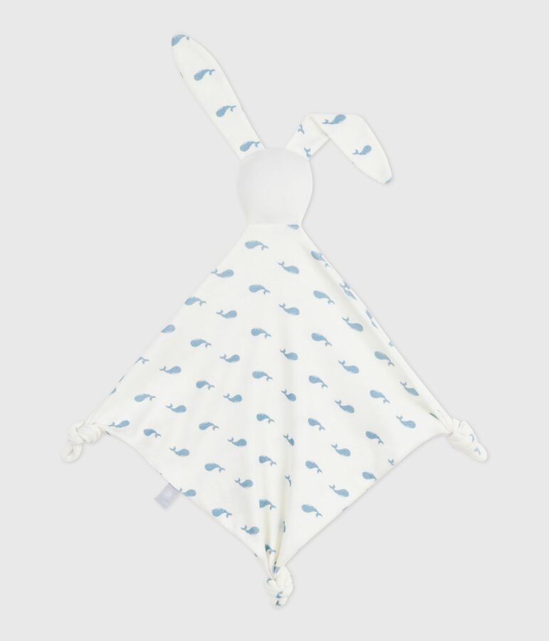 Doudou in cotone con balena stampata neonato bianco/blu