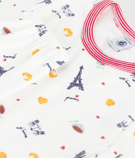 Pigiama a maniche corte e gamba lunga in cotone con stampa bambino bianco MARSHMALLOW/bianco MULTICO