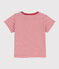 T-shirt a maniche corte bebè in jersey fiammato a righe rosa PAPI/beige AVALANCHE