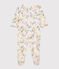 Pigiama tutina a fiori bebè in molleton bianco MARSHMALLOW/bianco MULTICO
