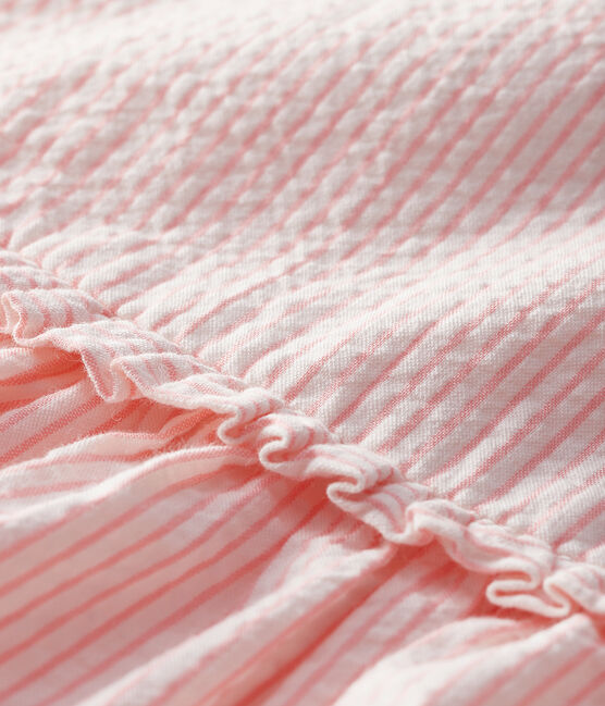 Abito senza maniche bebè femmina rigato bianco MARSHMALLOW/rosa ROSAKO