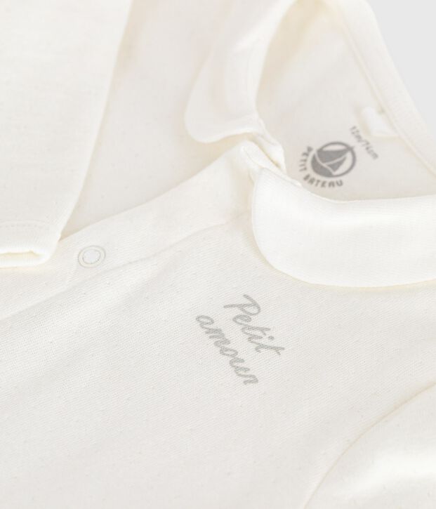 Pigiama in tubique tinta unita con colletto neonato bianco