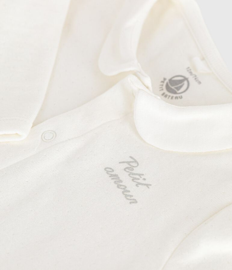 Pigiama in tubique tinta unita con colletto neonato bianco