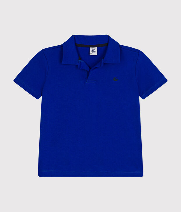 Polo a maniche corte in cotone bambino blu