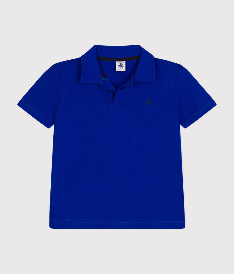 Polo a maniche corte in cotone bambino blu