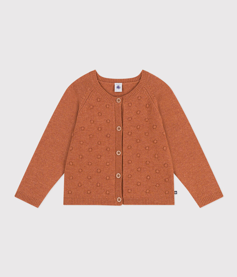 Cardigan in lana bambina marrone