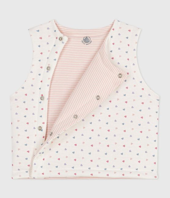 Cardigan senza maniche double face in cotone con stampa neonato bianco MARSHMALLOW/bianco MULTICO
