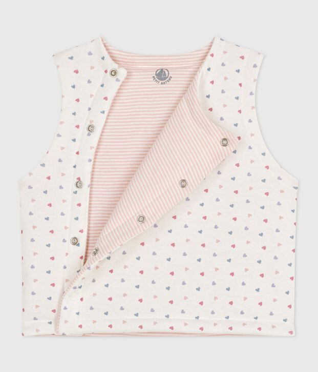 Cardigan senza maniche double face in cotone con stampa neonato bianco/multicolore