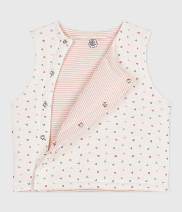 Cardigan senza maniche double face in cotone con stampa neonato bianco/multicolore