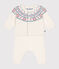 Completo 2 pezzi con cardigan in maglia jacquard neonato bianco MARSHMALLOW/rosa CHARME