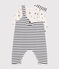 Set salopette e body in cotone neonato bianco MARSHMALLOW/blu SMOKING