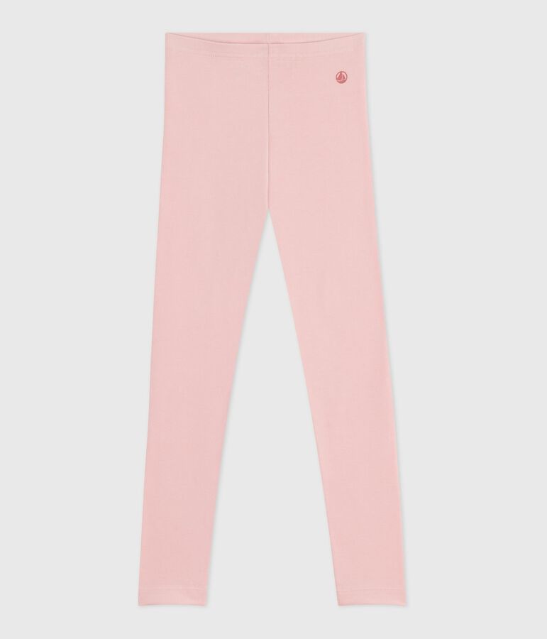 Leggings in cotone tinta unita bambina rosa